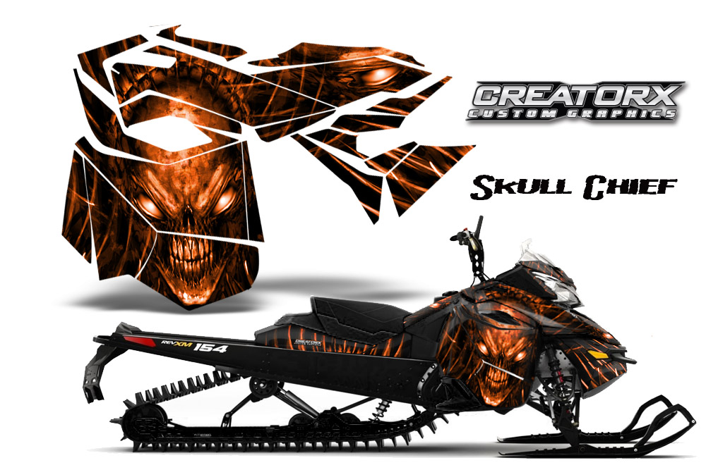 Skidoo Rev XM Graphics Kit Skull Chief Orange